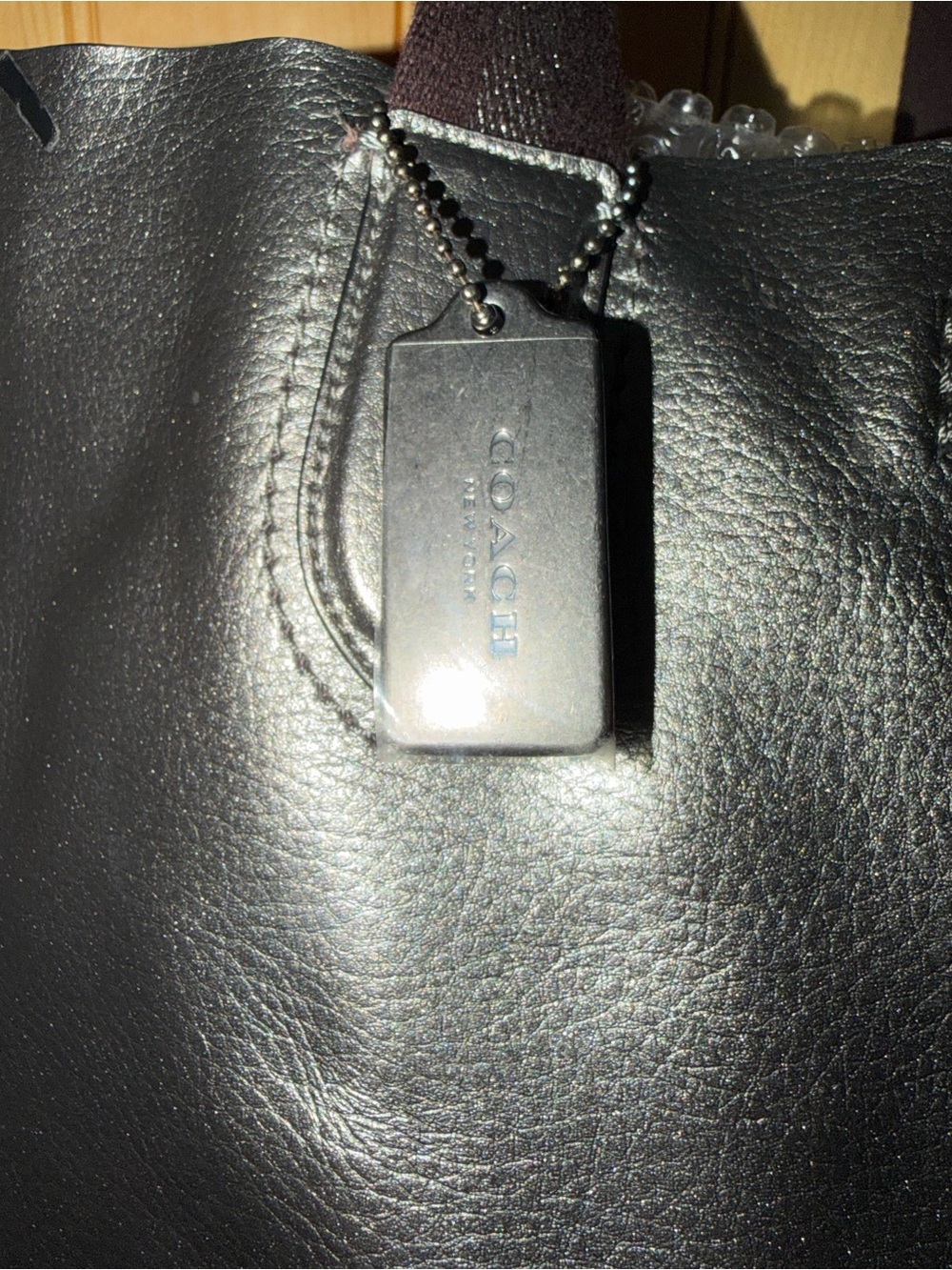 Coach Large Derby Tote Bag- Metallic and Pebble Leather - Picture 3 of 7